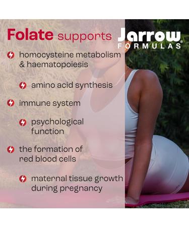 Jarrow Formulas Methyl Folate (5-MTHF) 400mcg Folic Acid - 60 Vegan Capsules | Lab Tested | Gluten Free & Non-GMO - Buy Online on GoSupps.com