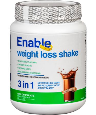 Enable Weight Loss Shake - Rich Chocolate Flavor for Delicious & Nutritious Meal Replacement 2lb 11oz Chocolate 43 Ounce (Pack of 1)