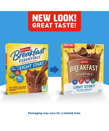 Carnation Breakfast Essentials Light Start Powder Drink Mix - Rich Milk Chocolate - 0.705 oz (Pack of 64) - Buy Online on GoSupps.com