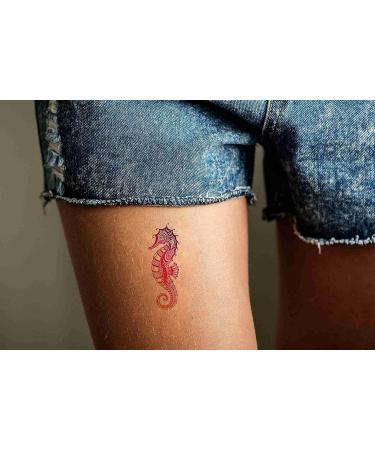 Dopetattoo Abstract Ornamental Sea Horse Temporary Tattoo Set - 6 Sheets for Neck, Arm, Chest - 3.7 X 3.7 Inch - Unisex Temporary Tattoo for Adults - Buy Online on GoSupps.com