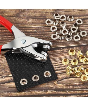 Grommet Tool Kit with 300 Metal Eyelets - Leather Hole Punch Pliers Set for Shoes, Bags, Crafts - Silver 1/4 Inch - Buy Online on GoSupps.com