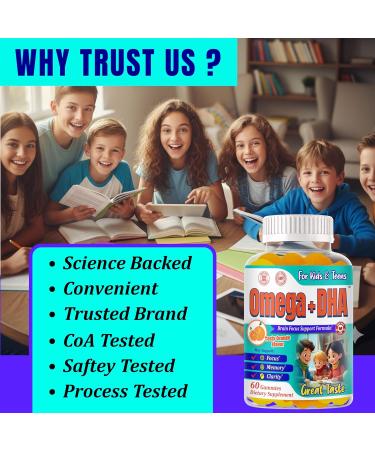 Kids Focus and Attention Supplements | Focus Gummies for Kids & Teens | Plant-Based Omega 3 DHA Focus Vitamins for Teens Memory Vitamins for Children Delicious Orange Flavor-60ct - Buy Online on GoSupps.com