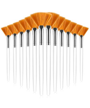 RONRONS 12 Pieces Fan Mask Brush Professional Facial Mask Brushes Synthetic Bristles Applicator with Clear Handle Makeup Paint Cosmetic Apply Tools for Mud Mask, Blush, Serum, Cleaning Sleep Mask Yellow