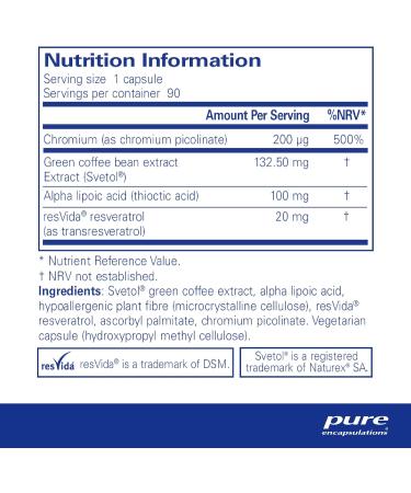 Pure Encapsulations Metabolic Xtra - Green Coffee Extract with Resveratrol & Chromium - 90 Capsules - Buy Online on GoSupps.com