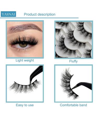Yasnai 9D Wispy Fluffy Faux Mink False Eyelashes | Natural Cat Eye Fake Lashes - 14 Pairs Pack | 18mm - Buy Online on GoSupps.com