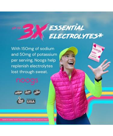 Noogs Sour Energy Chews Electric Watermelon Electrolyte Energy Gummies Sour Candy Flavored Alternative to Running Gels Vegan Gluten Free & Caffeine Free 12 Pack - Buy Online on GoSupps.com