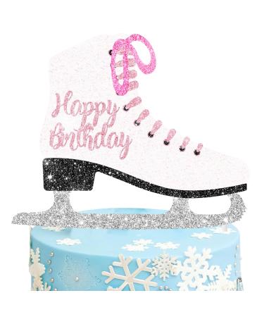 umoni Ice Skating Cake Topper Glitter Ice Skating Lover Birthday Cake Decoration Figure Skating Themed Birthday Party Decorations for Winter Wonderland Birthday Party Ice Skating Party Favors