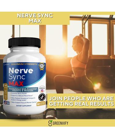 GREENVIFY Nerve Sync MAX Supplement 60 Capsules Vegan Friendly with Essential Vitamins & Minerals for Nerve Health. (1) - Buy Online on GoSupps.com