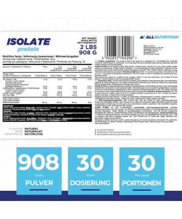 All-Nutrition Isolate Whey Protein Powder - Gluten-Free Muscle Building Supplement with BCAA - 908g Bodybuilding Shake - Buy Online on GoSupps.com
