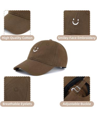 Zando Unisex Smiley Face Baseball Cap - Embroidered Adjustable Hat for Men and Women - Black - Buy Online on GoSupps.com