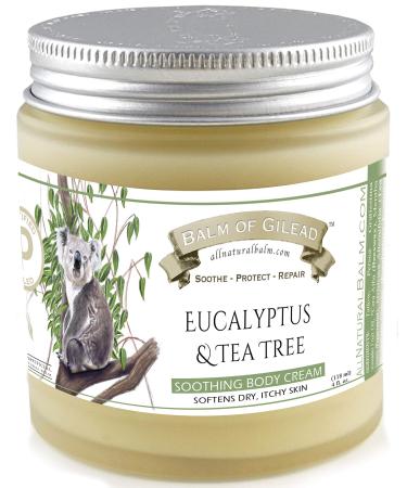 EUCALYPTUS + TEA TREE CREAM - intensive moisture and healing - FOOT AND BODY CREAM, 4 OZ - Skin Soothing Cream - ECZEMA, RINGWORM, DRY, CHAFFED SKIN, NAIL AND TOE FUNGAL INFECTIONS - Balm of Gilead