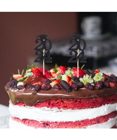 Kichvoe 2024 Graduation Theme Cupcake Toppers 18pcs Black Diploma Grad Cap Cake Toppers for Graduation Party 2024 Cake Picks Grad Party Supplies Decoration - Buy Online on GoSupps.com