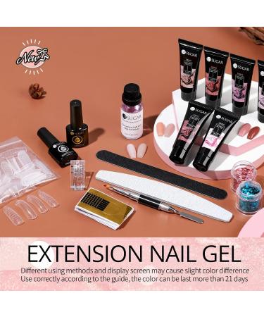 Ur Sugar Poly Gel Nail Set | 6 Colors Builder Kit for DIY Home Manicure | Base & Top Coat & Slip Solution Included | Perfect for Nail Extensions & Brown Shades - Buy Online on GoSupps.com
