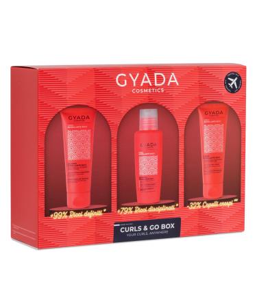 GYADA COSMETICS GYADA COSMETICS CURLS & GO BOX Set composed of shampoo conditioner and curl shaping cream elastic and detangling with Aloe Vera argan oil flaxseed coconut and jojoba 100 ml + 75 ml + 75 ml