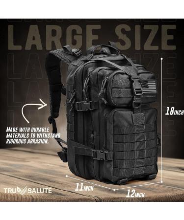 Tru Salute Military Tactical Backpack - Large Army 3 Day Assault Pack Molle Bugout Bag Rucksack (Black) - Buy Online on GoSupps.com