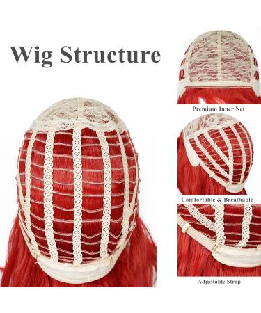 LABEAUT Curly Red Mermaid Wig for Women - Heat Resistant Synthetic Fiber Wig for Halloween & Christmas - Buy Online on GoSupps.com