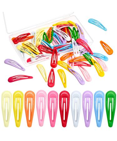 60Pcs Snap Hair Clips for Girls Gingbiss 2 inch Silicone Coating Colorful Metal Hair Barrettes with Storage Case for Women Girls Kids No Slip Hair Accessories for Hair 10 Assorted Colors