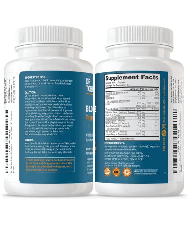 Dr. Tobias Blood Pressure Support Supplement with Hawthorn Hibiscus Flower Olive Leaf & Garlic Supports Normal Circulatory Health with Vitamins C B6 B12 Niacin Folate & Herbs 90 Capsules - Buy Online on GoSupps.com