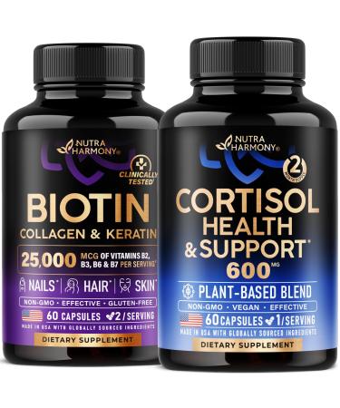 NUTRAHARMONY Biotin Collagen Keratin & Cortisol Support Capsules