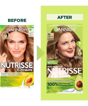 Garnier Nutrisse Ultra Cr me Permanent Hair Dye 100% Grey Coverage Vegan Formula Nourished Hair Long-Lasting Rich Colour 70 Dark Natural Blonde 1 Application Packaging May Vary BLONDE SHADES 70 Natural Blonde - Buy Online on GoSupps.com