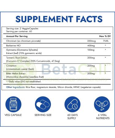Glucofix Supplement - 120 Vege Caps - Berberine & Cinnamon Pills for Glucose Support with 6 Vital Nutrients - Buy Online on GoSupps.com
