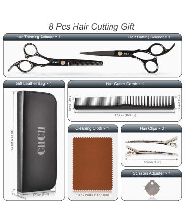 CIICII Hair Cutting Scissors Set - Professional Hairdressing Shears for Men, Women, and Pets - Home Salon and Barber Kit - Black Hair Scissors - Buy Online on GoSupps.com