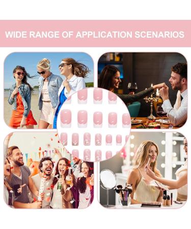 False Nails Tips Square Short Nail Manicure Set | Square Short Cute Press on Nails Full Nails with Love Heart Pattern for Fingernails Cle-ca - Buy Online on GoSupps.com