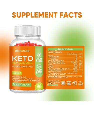 Keto ACV Gummies for Weight Loss | Sugar-Free Apple Cider Vinegar Supplement | Digestive & Metabolism Support | 1000MG Vegan Gluten-Free Ideal for Men & Women - Buy Online on GoSupps.com