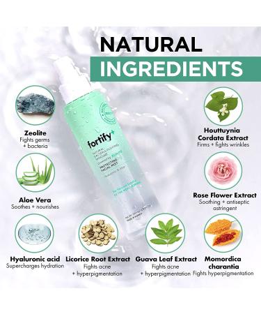 Fortify Hydrating Facial Mist Spray with Hyaluronic Acid & Aloe - Vegan, Fragrance-Free, Alcohol-Free, Cruelty-Free - Made in Korea - 130ML/4.39Fl.Oz - Buy Online on GoSupps.com