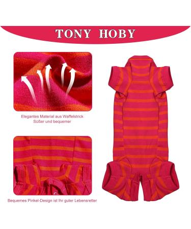 Tony Hoby Dog Pajamas & T-Shirts - Soft Striped Dog Onesies for Small & Medium Dogs | Breathable 4-Leg Bodysuits in Red for Girls - Buy Online on GoSupps.com