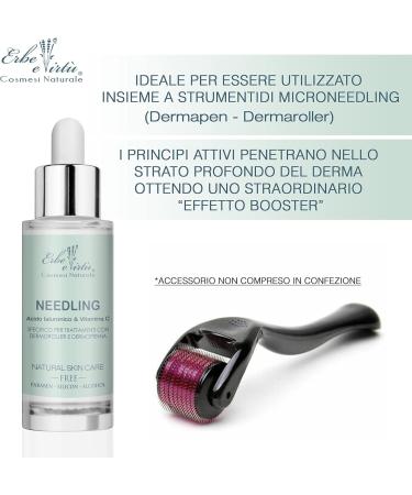  Erbe e Virt Needling Face Gel Serum - Microneedling - Dermaroller Action Anti-Wrinkle Filling High Concentration of Hyaluronic Acid Vitamin C - 30 ml Professional Treatment 100% Made in Italy - Buy Online on GoSupps.com