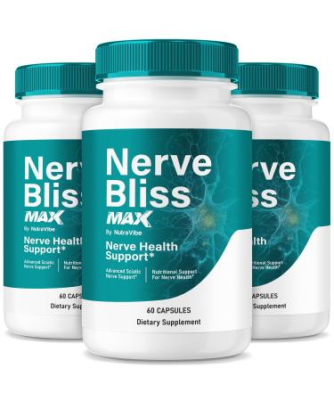 (3 Pack) Nerve Bliss Max Official Nervebliss for Neuropathy Capsules with a Natural Blend for Daily Comfort and Overall Nerve Health Support Just 2 Easy-to-Swallow Pills a Day (180 Capsules)