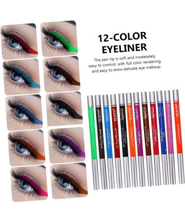 FOYTOKI 12 Pcs 1 Set Shadow Set Professional Eyeliner Pens Eye Liner Sharpeners Colorful Plastic - Buy Online on GoSupps.com