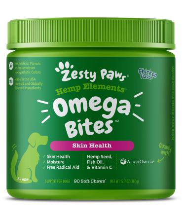 Zesty Paws Hemp Elements Omega Bites For Dogs All Ages Chicken 90 Soft Chews