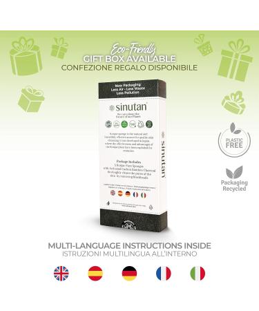 Sinutan | Konjac Face Sponge | 100% Natural Bamboo Activated Charcoal | Konjac Sponge for Exfoliation and Deep Pore Cleansing | Ecological Sponges | Gift Idea - Buy Online on GoSupps.com