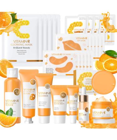 28 Pcs Valentine's Day Vitamin C Skin Care Set Skincare for Girls 10-12 Complete Skincare Routine for Deep Clean Soft and Hydrated Skin Ideal Gift for Teen Girls 28Pcs Vitamin C