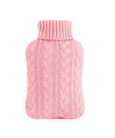 samply Hot Water Bottle with Knitted Cover 2L Hot Water Bag for Hot and Cold Compress Hand Feet Warmer Neck and Shoulder Pain relief Pink 2L Pink