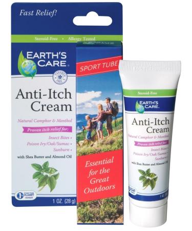 Earth's Care Anti-Itch Cream Sport Tube  No Parabens  Steroids  Artificial Colors or Fragrances  Allergy-Tested 1 OZ. (2 Tubes)