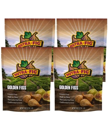 Nutra Fig Golden California Dried Figs - Dried Figs No Sugar Added, Gluten-Free Snacks, Unsweetened Dried Figs, Whole Figs Dried Fruit, Non-GMO, High Fiber, Kosher - Dried Golden Figs, 8 Oz (4 Pack) 8 Ounce (Pack of 4)