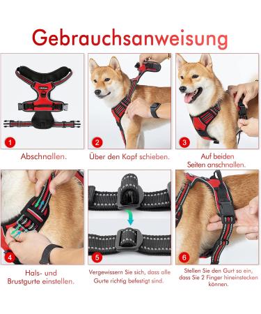 Rabbitgoo Medium Dog Harness - No Pull Adjustable Breathable Safety Guide with Reflective Stripes for Large Dogs - Red (1 Pack) - Buy Online on GoSupps.com