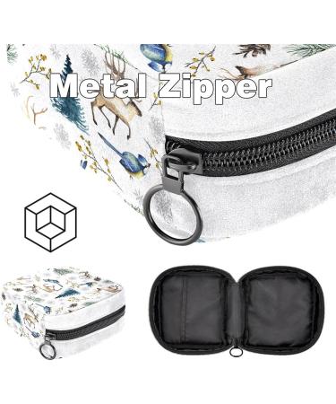 GIAPB Sanitary Napkin Storage Bag | Period Tampon Makeup Pad Pouch | Birds Deer Trees Snowflake Design | Color1707 - Buy Online on GoSupps.com