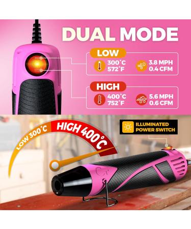 Chandler Tool Heat Gun for Crafting Mini Dual Temp Hot Air Gun Tool for Epoxy Resin Shrink Wrapping Repair & DIY - Pink/Black - Buy Online on GoSupps.com