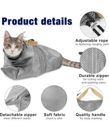 2 Pieces Cat Grooming Washer Mesh Bag Cat Muzzles Breathable Mesh Muzzles Adjustable Kitten Scratch-Resistant Cat Restraint Bag Fixed Bag Cat Bath Bag for Cat Bathing Nail Trimming Feeding (Gray) - Buy Online on GoSupps.com