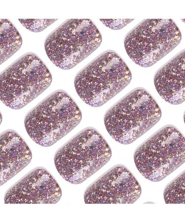 Buy Glitter Purple Pink Press On Fake Nails - 24Pcs Short Square Glue On Acrylic Manicure Kit for Women & Girls | DIY Nail Art - Buy Online on GoSupps.com