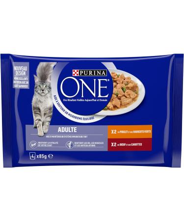 PURINA ONE Adult Tapered in Sauce Assorted Flavors Chicken and Beef Meal Bags for Adult Cats 4x85g | Pack of 12 - Buy Online on GoSupps.com