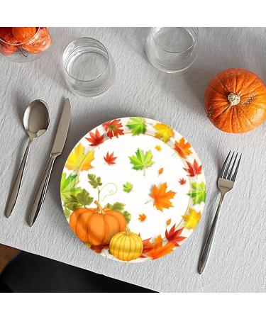 Thanksgiving Plates Cups and Napkins | Thanksgiving Plates and Napkins Supplies | Maple Leaves Pumpkin Autumn Thanksgiving Harvest Decoration Harvest Tableware Set for Fall The 9 Inch Tray - Buy Online on GoSupps.com