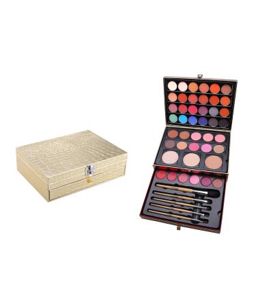 CAMEO Rose Gold Crocodile Leather Professional Make Up and Brush Set Pink