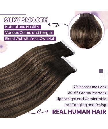 Buy Laavoo 55cm Brown Ombre Tape-In Real Hair Extensions - 20pcs Remy Balayage #2/8/2 | Invisible 50g - Buy Online on GoSupps.com