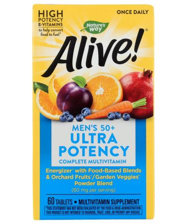 Nature's Way Alive Men's Age 50+ Ultra Potency Multivitamin Cruelty Free Environmentally Friendly 60 Tablets (Pack of 1)