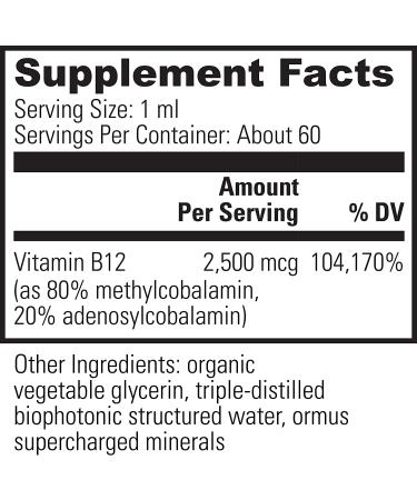 Global Healing Center Vegan B12 Drops - 2500 mcg Sublingual Liquid for Energy & Mood | 60-Day Supply - Buy Online on GoSupps.com